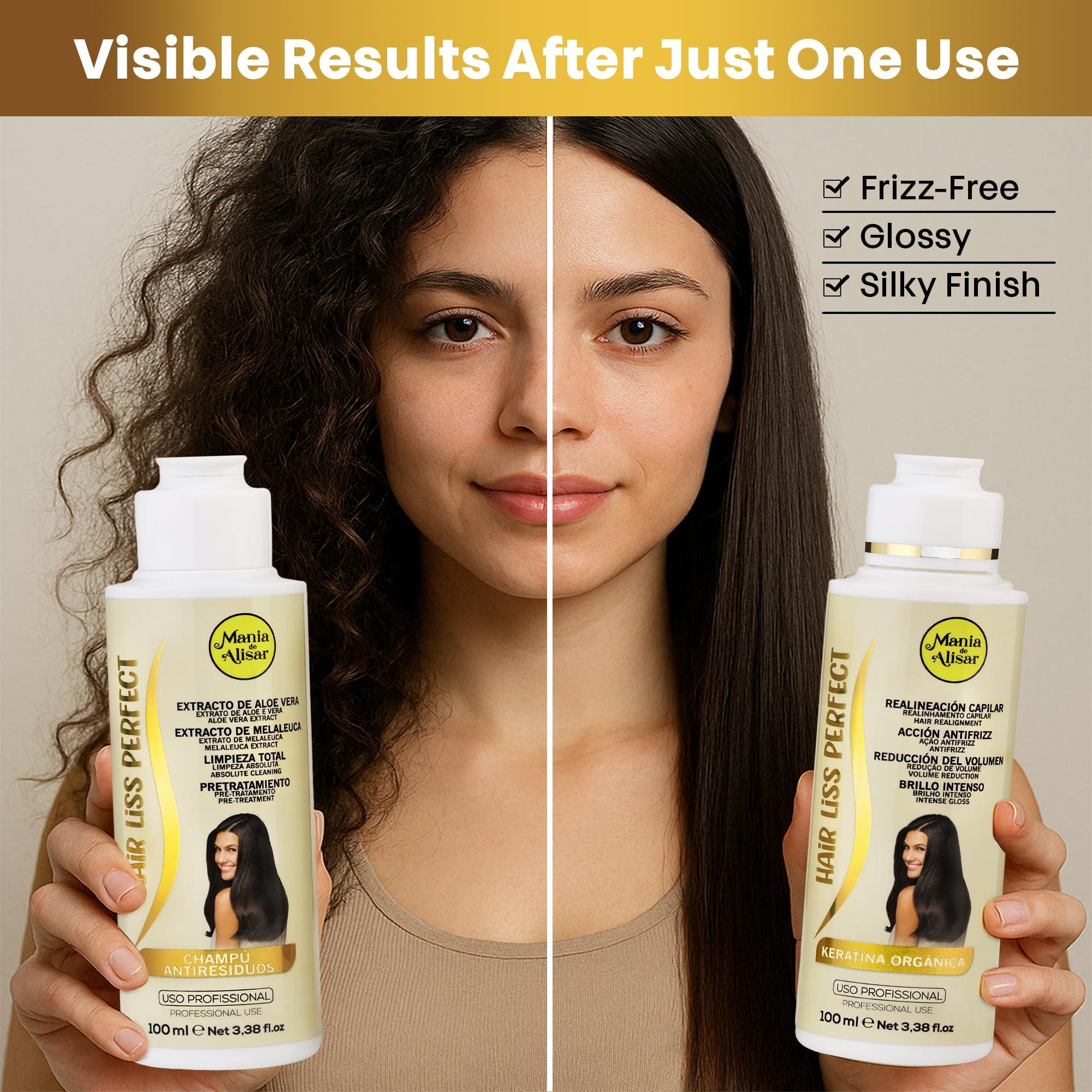 Mania de Alisar Brazilian Straightening Kit Organic Keratin Straightening Progressive Brazilian Straightening Kit Includes Shampoo and Keratin (kit 100 ml / 3,38 fl.oz)