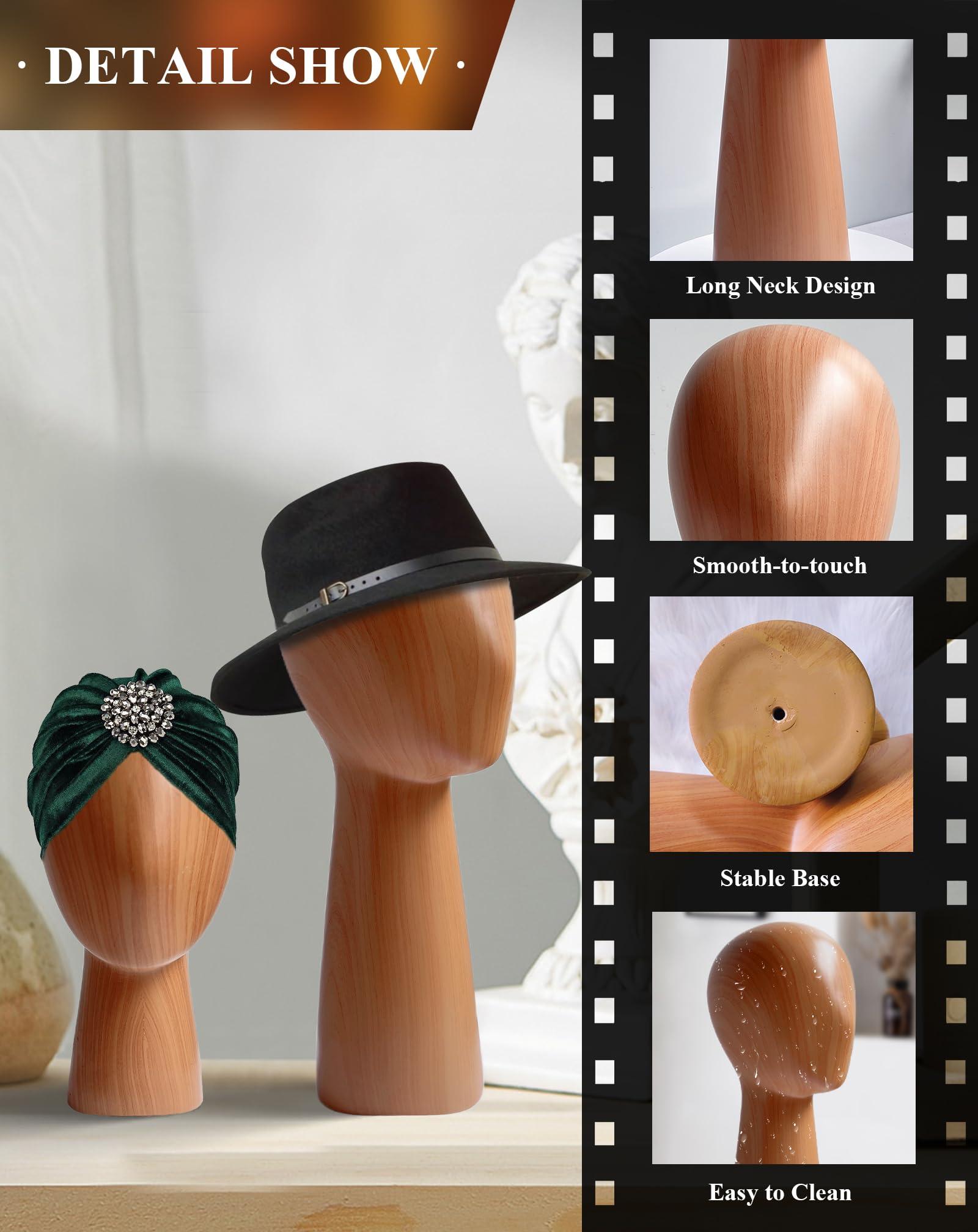 CHADWICK CHADWICK Mannequin Head Block, Hat and Wig Display Stand, Imitation Wooden Wig Head Stand, Abstract Dome Model Head, Manikin Head Hat Holder for Shop, Hair Salon, Home Decor, Durable GFRP Material