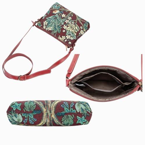 Signare Signare Tapestry Crossbody Bag Shoulder Purse for Women In William Morris Tree of Life in Red (XB02-ART-WM-TLRD)