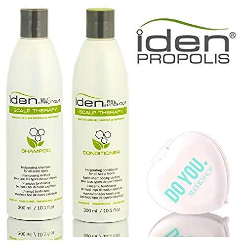 Iden Bee Propolis Iden Bee Propolis SCALP THERAPY Shampoo & Conditioner DUO Set (with Sleek Compact Mirror) (10.1 oz / 300 ml - DUO Kit)