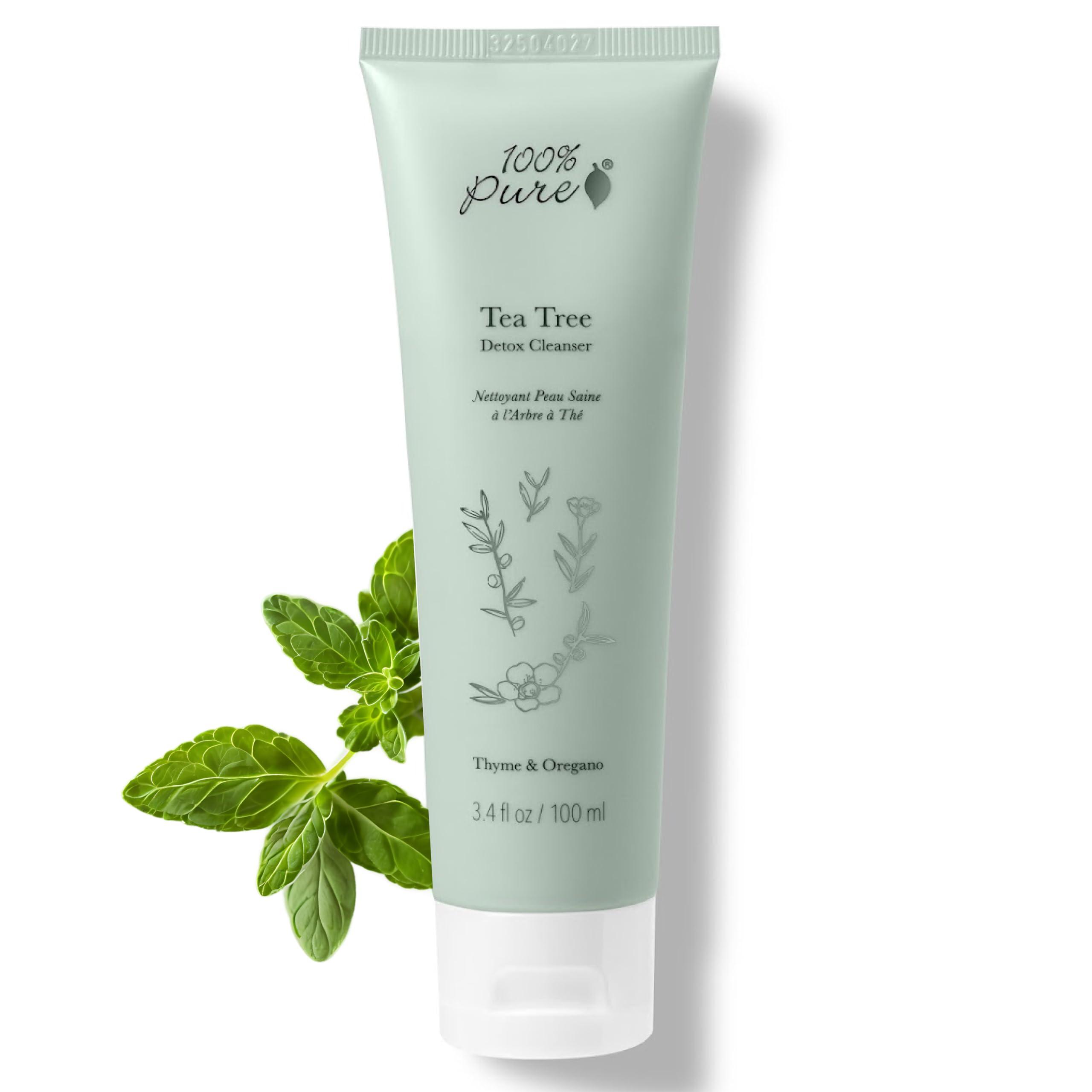 100% PURE 100% PURE Tea Tree Clear Complexion Cleanser Face Wash Natural Botanic Foam Acne Blemish Treatment Deep Skin Cleansing Pore Declogger - Vegan - 3.71oz
