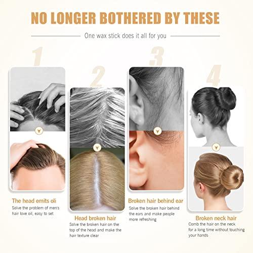 Shiyalan Hair Wax Stick, 2 PCS - Slick Stick for Hair Non-greasy Styling Hair Pomade Stick for Flyaways Edge Frizz Hair, 2.7 Oz