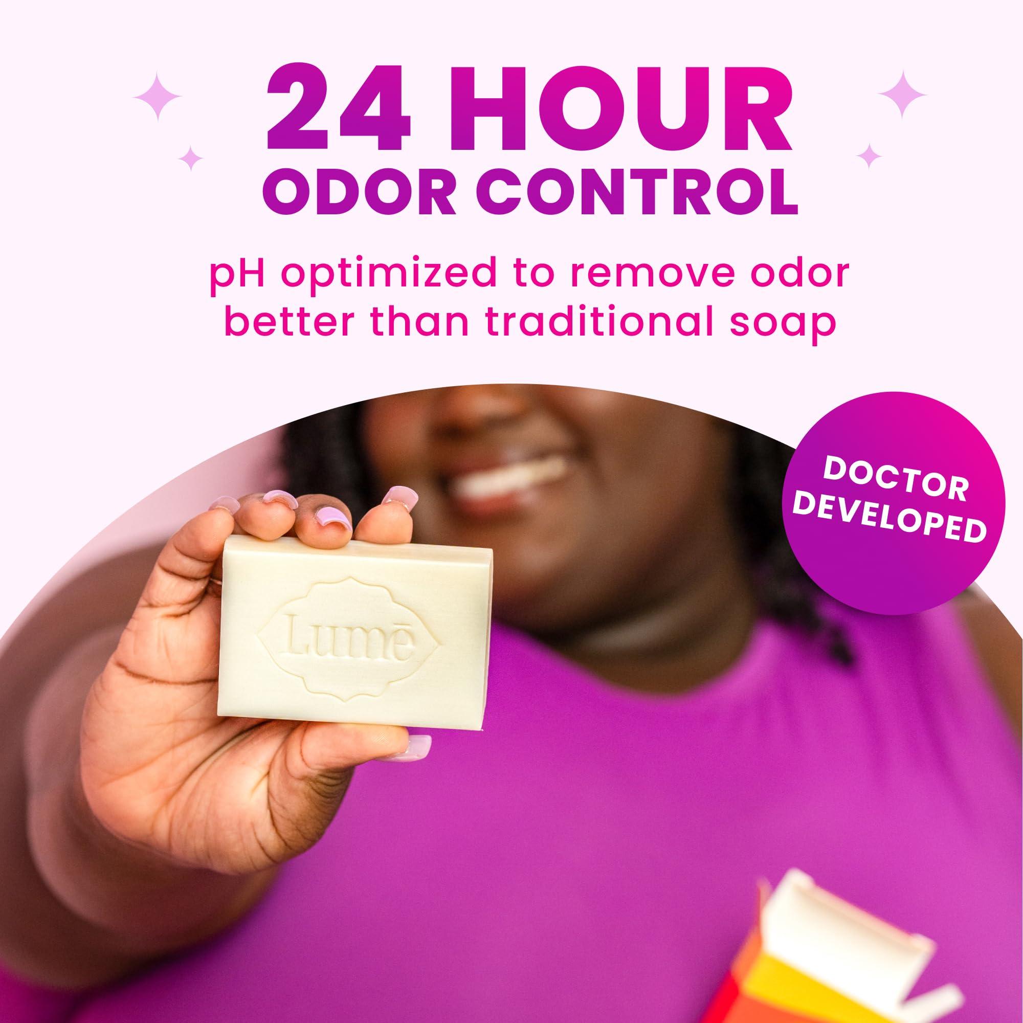Lume Lume Acidified Body Cleansing Bar - 24 Hour Odor Control - Removes Odor Better than Soap - Moisturizing Formula - Formulated Without SLS and Parabens - OB/GYN Developed - 8.5 ounce (Lavender Sage)