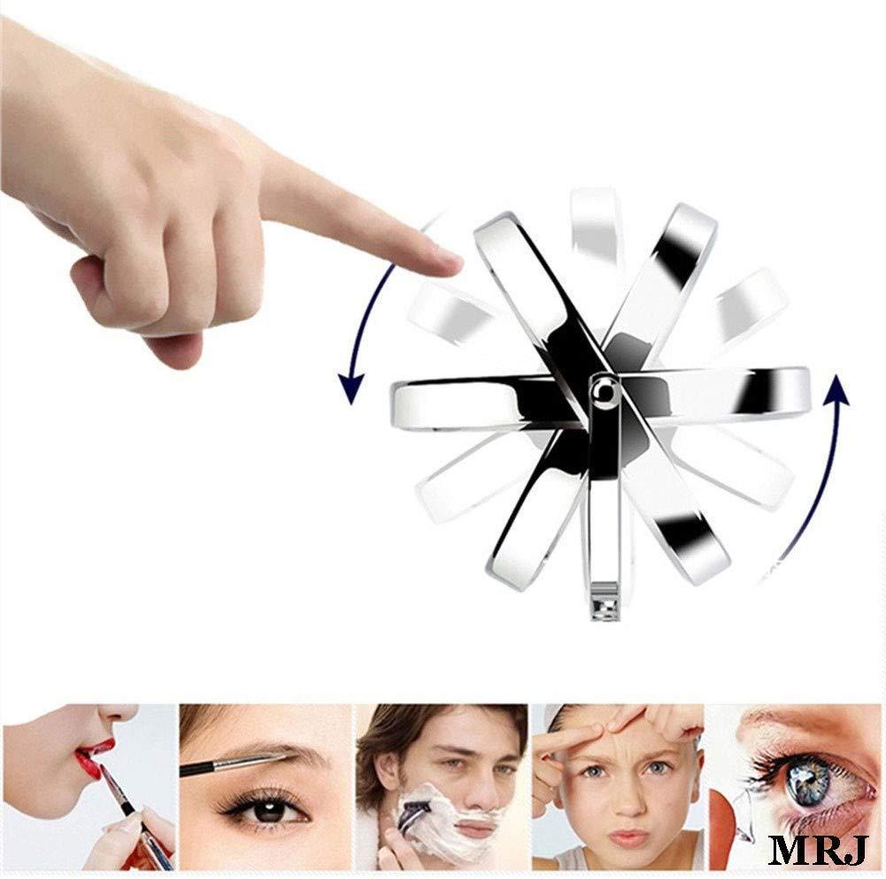 SLMASEHZX Bathroom Shaving Mirror Wall Mounted 8.5 Inch Makeup Mirror with LED Lights True Image and x5 Magnified Vanity Mirror 360 Free Rotation Extendable Arm Chrome Dimming Touch BS Plug ( Color : Di ( Colo