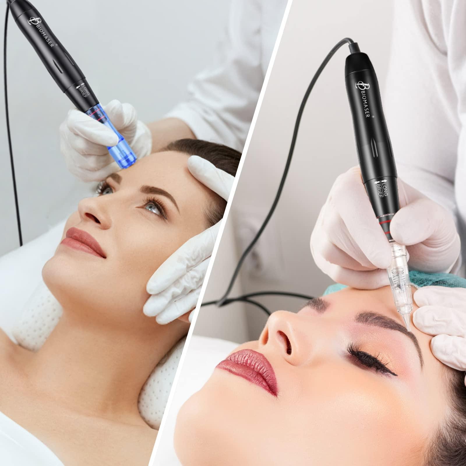 BIOMASER P70 Permanent Makeup Machine kit-BIOMASER Permanent Makeup Microblading Tattoo Machines with Swiss Motor Rotary Pen Mini Power Supply Cartridge needles for Eyebrow Eyeliner Lip