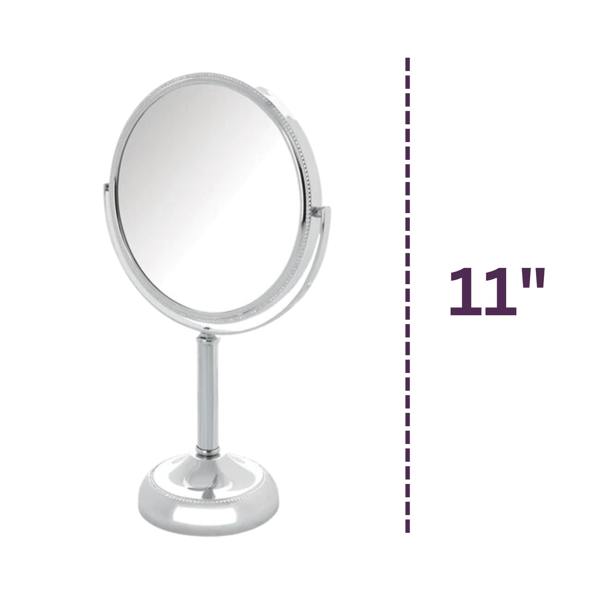 Jerdon JERDON Two-Sided Tabletop Makeup Vanity Mirror - 10X-1X Magnification & Swivel Design - 6-Inch Diameter Portable Mirror  Polished Chrome Finish - Model JP910CB