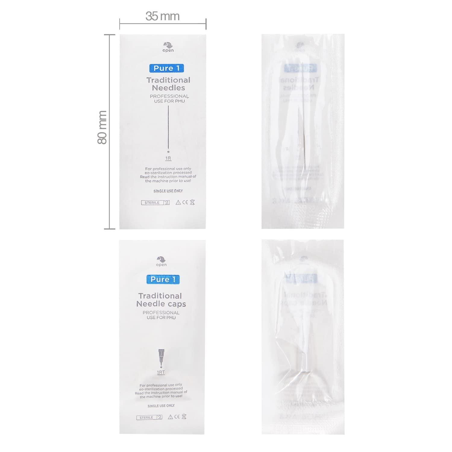 CHUSE CHUSE P1 Permanent Makeup Needles Box of 30Sets (1R Needles & Caps)