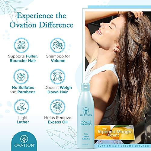 Ovation Hair Ovation Hair Volume Shampoo - For Voluminous, Bouncy Hair - 12 oz - Gentle Cleansing and Helps Removes Excess Hair Oil - For Fine, Thin Hair - With Fenugreek, Aloe Vera, Saw Palmetto