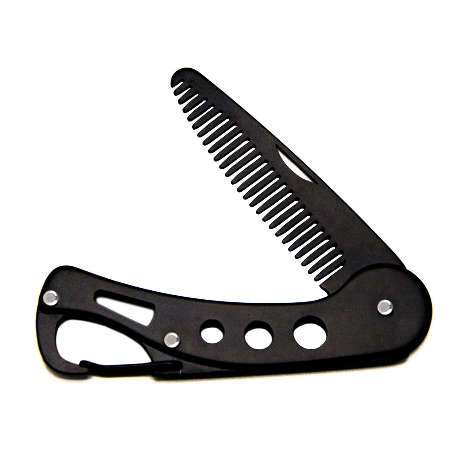 baixikly baixikly Stainless Steel Folding Beard Comb For Men, Mustache Comb Multifunctional Pocket Beard for Men Beard Mustache Stylin
