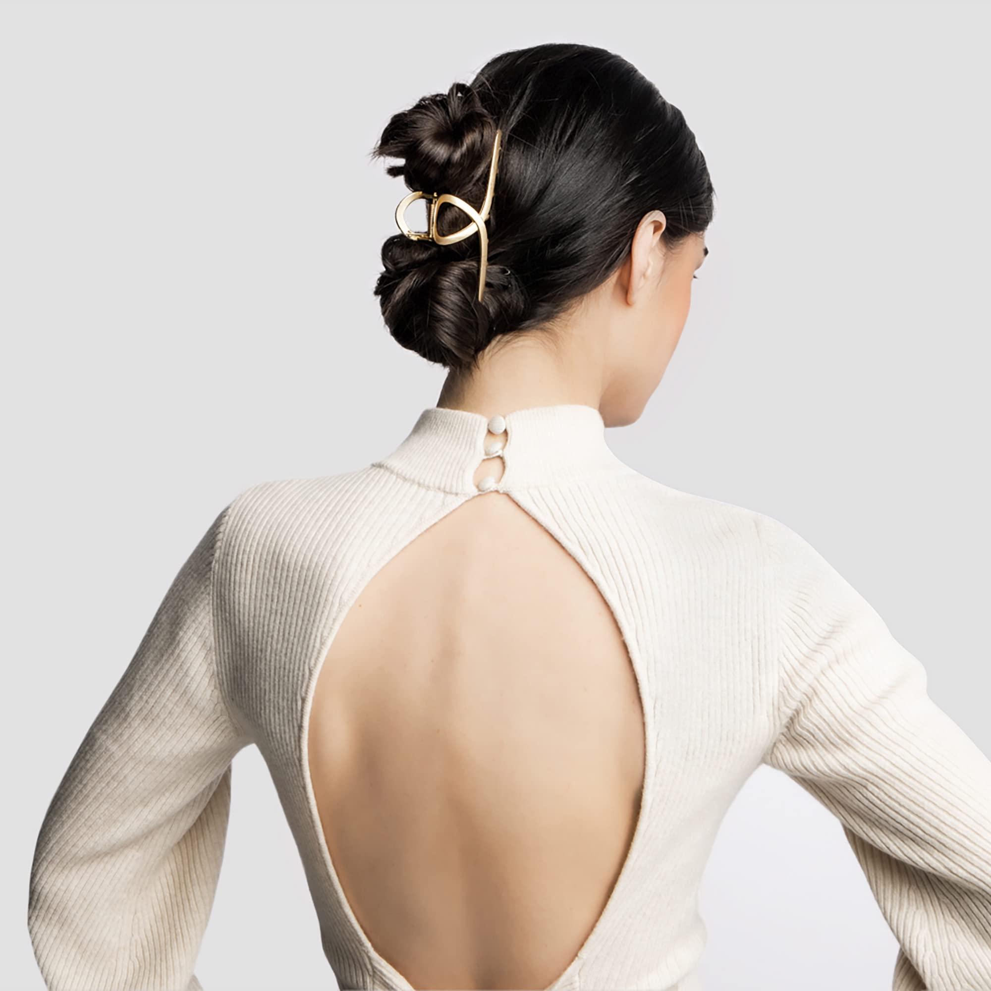 The Hair Edit The Hair Edit French Twist Claw Clip - Large Gold Metal Loop Jaw Clip