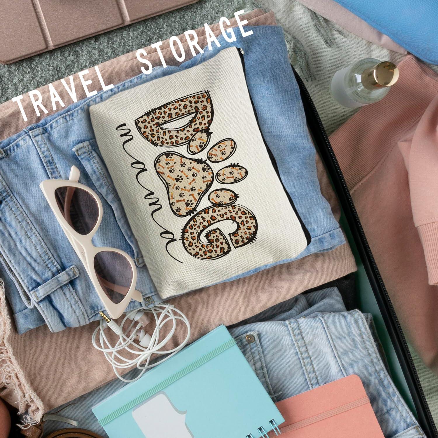 RYYCDOI RYYCDOI Dog Mom Gifts, Dog Mama Makeup Bag, Dog Makeup Bag, Dog Gifts for Women, Gifts for Dog Lovers, Dog Paw Print Cosmetic Bag Toiletry Bag, Dog Owner Gifts for Women, Dog Mom Stuff