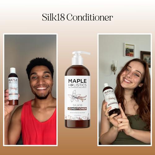 Maple Holistics Silk Protein Conditioner for Damaged Hair - Ultra Moisturizing Conditioner for Dry Hair with Deeply Nourishing Shea Butter Argan Oil Green Tea & Aloe - Helps Define Curls & Control Frizz (16 Fl Oz)