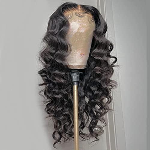 Ruma Hair Full 13x4 HD Transparent Lace Frontal Wig Loose Wave Silk Top Lace Closure Human Hair Wigs For Women Preplucked Brazilian Hair Wig Baby Hair (14inch, 4x4 Lace Closure Wig)