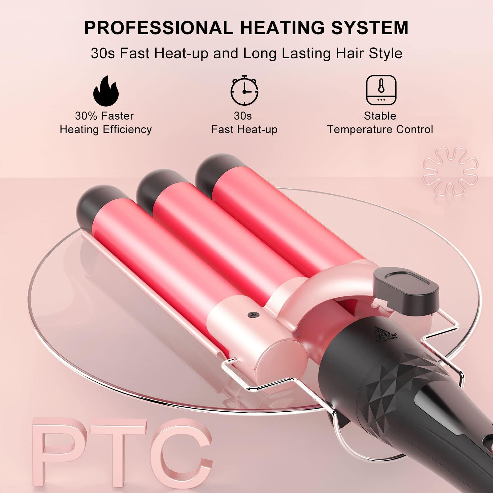 MAX-T Curling Iron Set 5 in 1,MAXT Curling Wand Set Interchangeable Triple Barrel Curling Iron and Curling Brush Ceramic Barrel Wand Curling Iron(0.35-1.25)