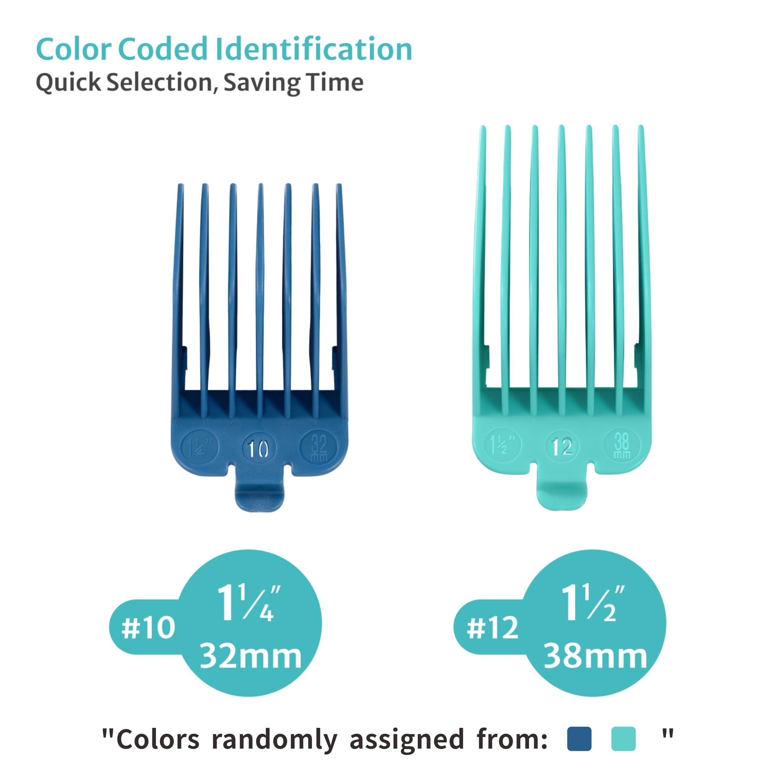 LAVEST Clipper Guards Set 10 12 Fits for Most Wahl Clippers and Babyliss FX870, Extra Long Color Coded Clipper Combs Replacement - 1.25", 1.5"