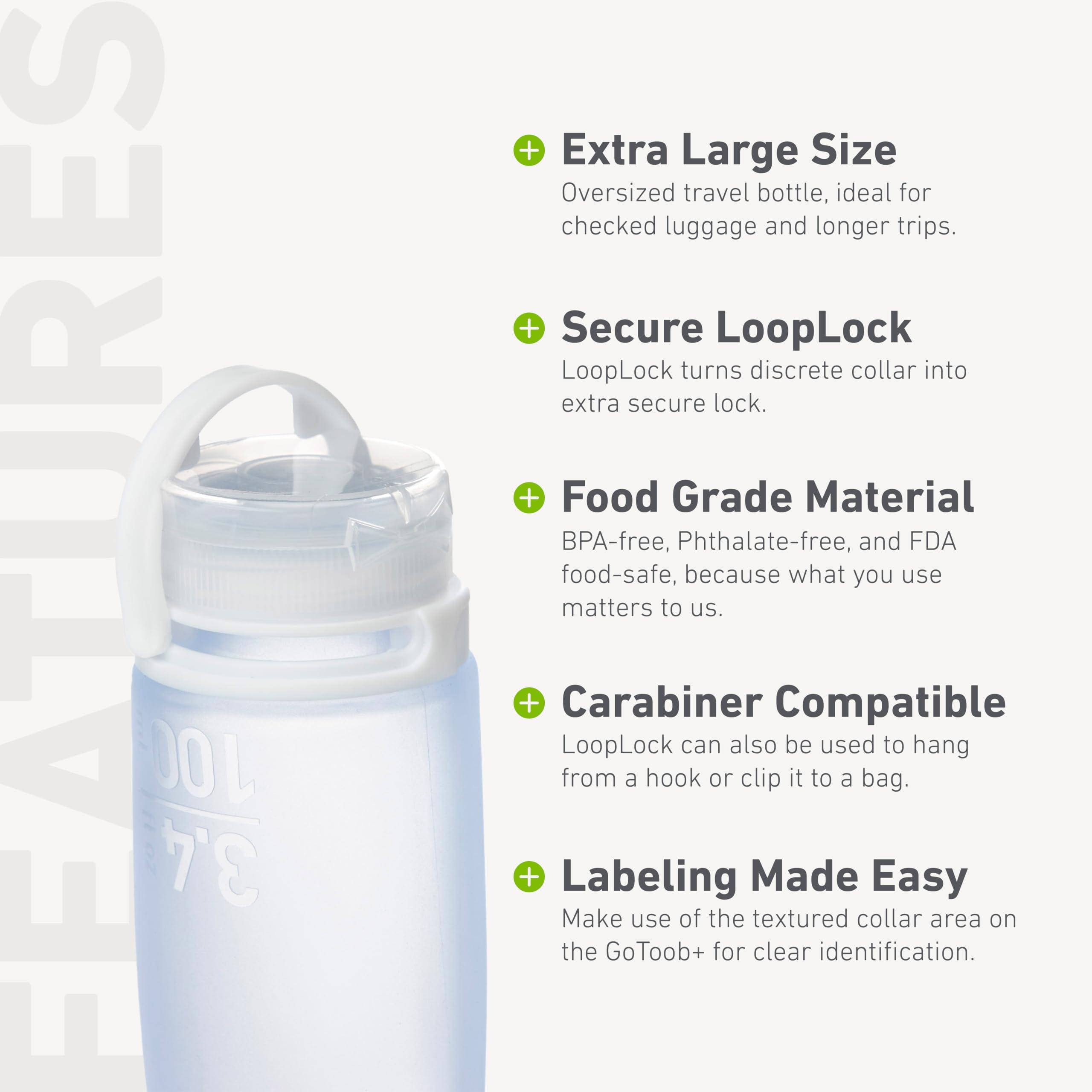 humangear humangear GoToob+ (XL) | Refillable Silicone Travel Bottle | Locking Lid | Food-Safe Material | Clear, XL (6 fl.oz.; 177ml)