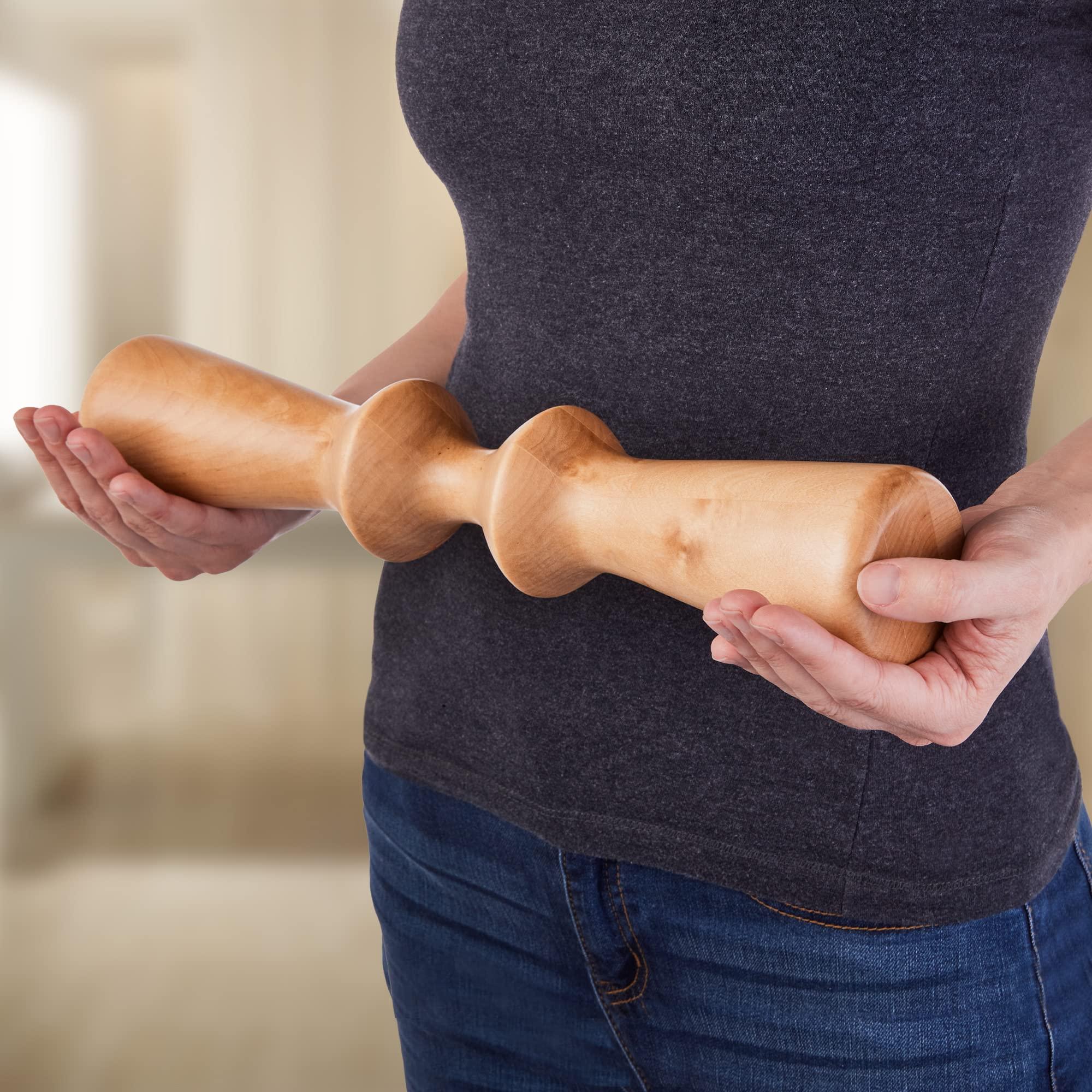 EARTHLITE Earthlite Wooden Massage Back Roller - Deep Therapeutic Massage Tool, Back Pain Relief & Trigger Point Release (15)