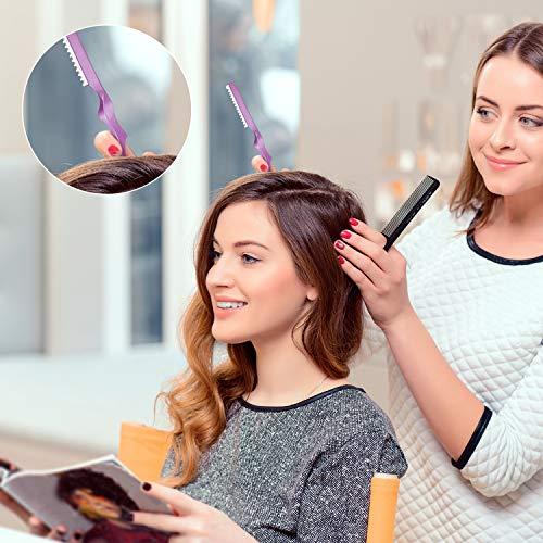 Mudder 12 Pieces Hair Styling Thinning Razor Set, 2 Pieces Hair Styling Razor Cutting Texturizing and 10 Pieces Replacement Spare Blades for Salon Home Christmas Valentines Day Giving(Pink)