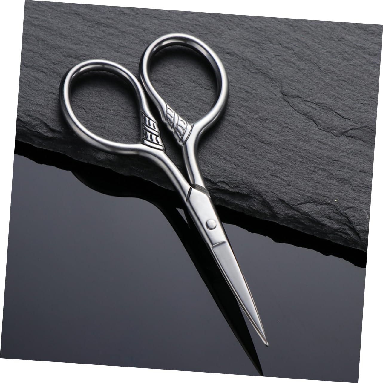 FOMIYES FOMIYES Mens Mustache Grooming Scissors 2Pcs Stainless Steel Trimming Shears Silver Professional for Barbershop Use