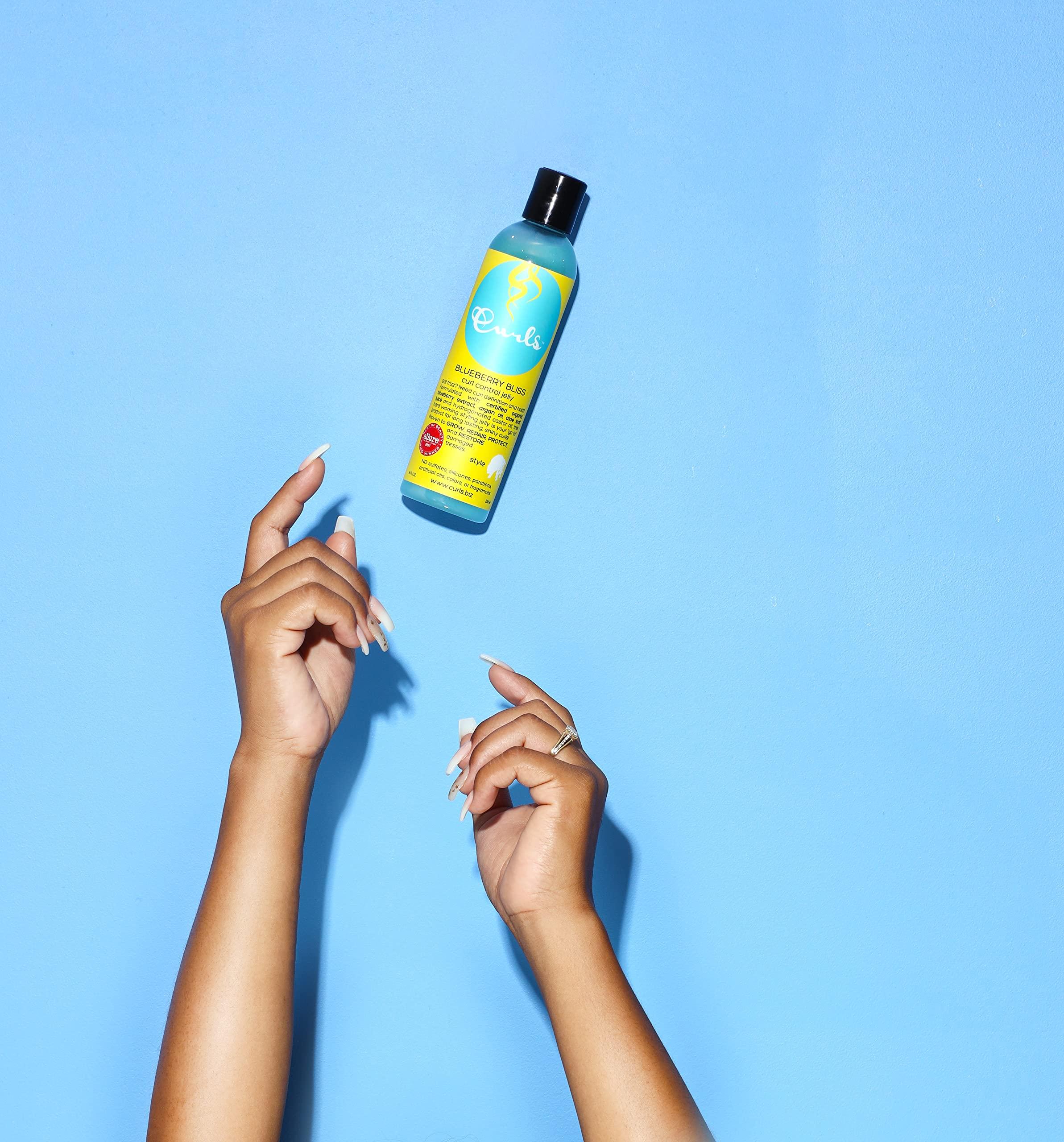 Curls Curls Blueberry Bliss Control Jelly - 8 oz, Define & Defrizz, Wash and Go\'s, Twist Outs & Braid Outs, for Wavy, Curly, and Coily Hair Types