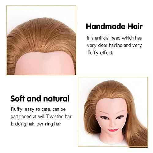 YYDS 65Cm Long Hair Training Head Training Head Hair Practice Barber Hairdressing Mannequin Head Practice Perming Hairs(6pcs Tools,Middle Part 1B#)