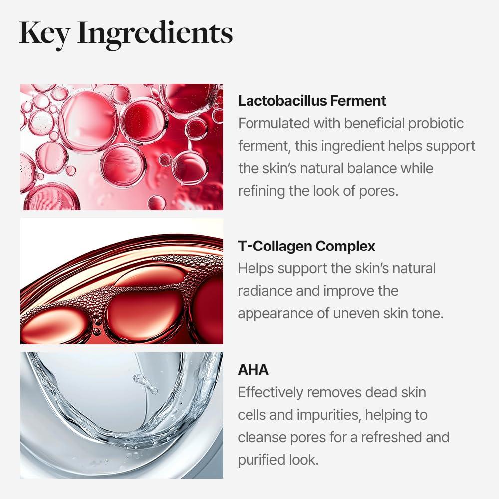 MDP MDP+ RED LACTO COLLAGEN CLEAR 2.0, Peptide, Deep Pore Cleansing, Hydrating|4.05oz/120ml,Pore Tightening, Hydrating Cleanser, Daily Moisturizing Cleanser, Foaming Facial Wash