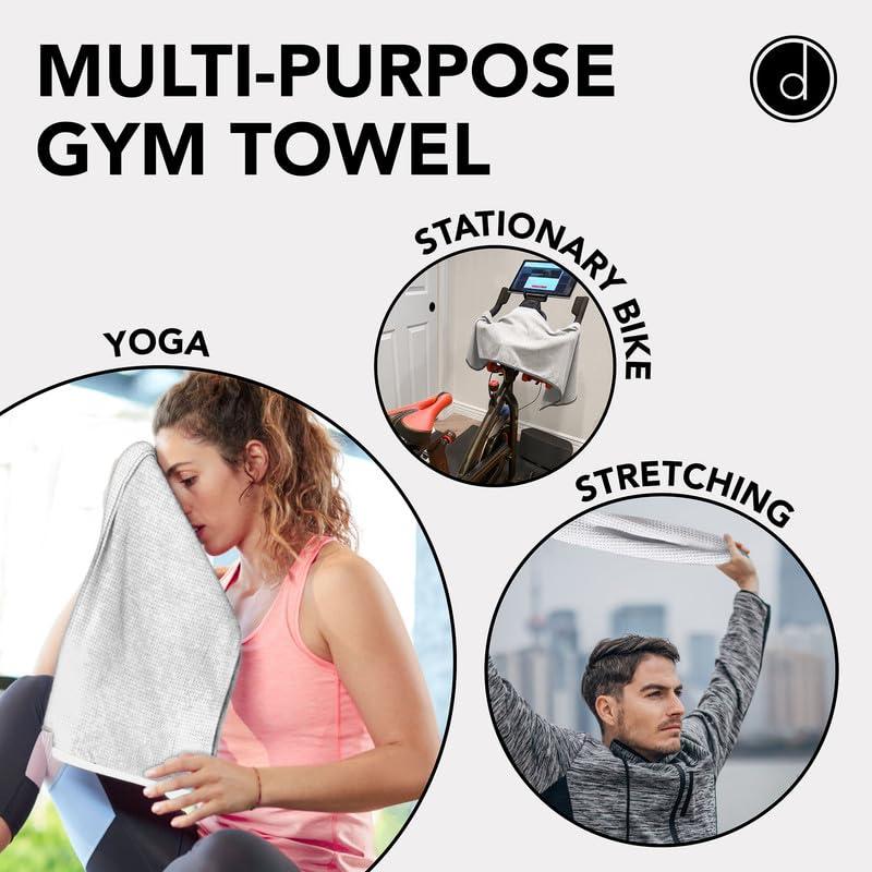 desired body desired body Gym Towels for Sweat 44\" x 16.5\" (2 Pack) - Absorbent Waffle Fabric Texture Yoga Towel for Gym, Sports, and Exercise - Odor-Free, and Lightweight - for Men and Women - White