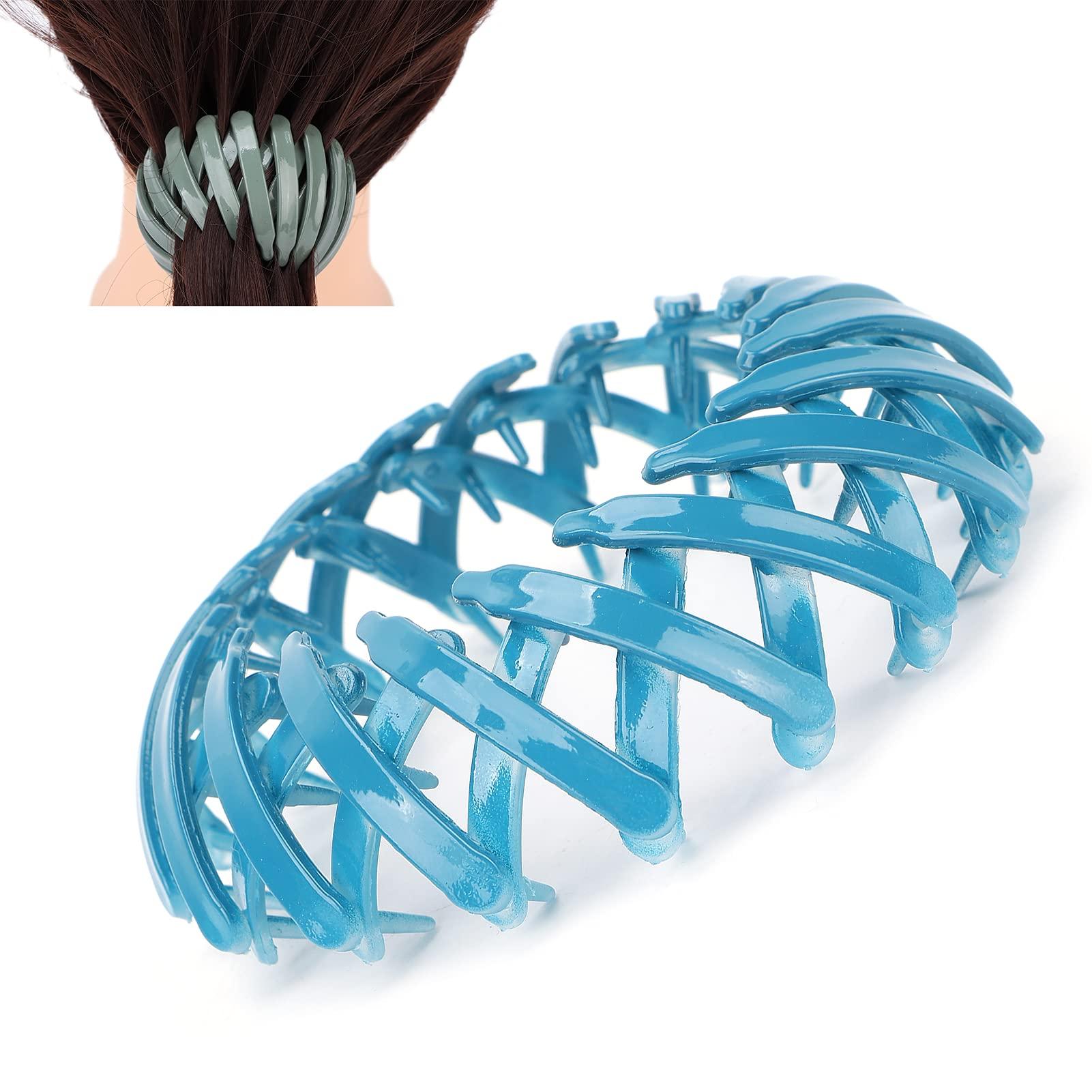 Pongnas Magic Hair Clip,Bird Shaped Hair Clips Expandable Bun Ponytail Holder Hair Claw Clamp Accessories (Blue)