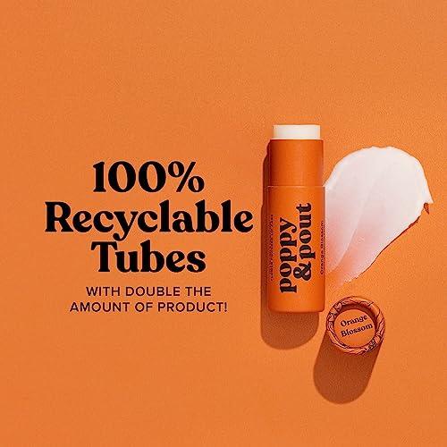 Poppy & Pout Poppy & Pout Orange Bloom Jumbo Lip Balm | All Natural Lip Balms & Moisturizers | Hydrates with Beeswax, Vitamin E, Organic Coconut Oil | Cruelty-Free | Lip Balm in Recyclable Cardboard Tube