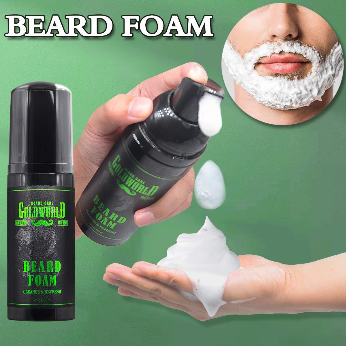 GoldWorld Beard Kit Beard Grooming Kit w/Beard Wash/Shampoo Beard Oil Balm Brush Comb Scissor Bag e-Book Christmas Stocking Stuffers Gifts Ideas for Men Him Dad Boyfriend Husband Mens