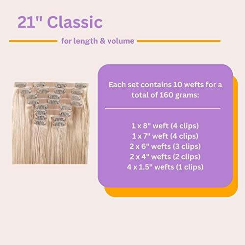 BFB Hair BFB Hair Clip-in Hair Extensions for Women, Real Human Hair Extensions, Cream Puff Blonde 21 inch 10 pcs 160 grams, Seamless Design, Straight & Long Remy Extensions