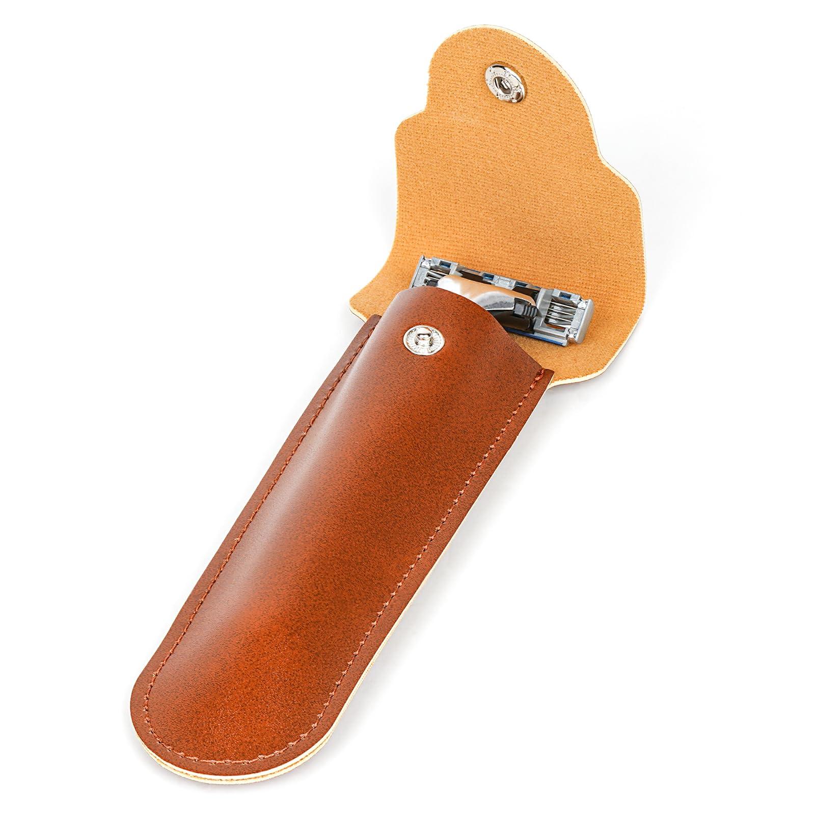 Linkidea Linkidea Razor Case for Travel, Shaver Case Carrying Cover Bag, Travel Razor Men Compatible with Fusion 5 Power, ProGlide Power, MK-23C (Brown)