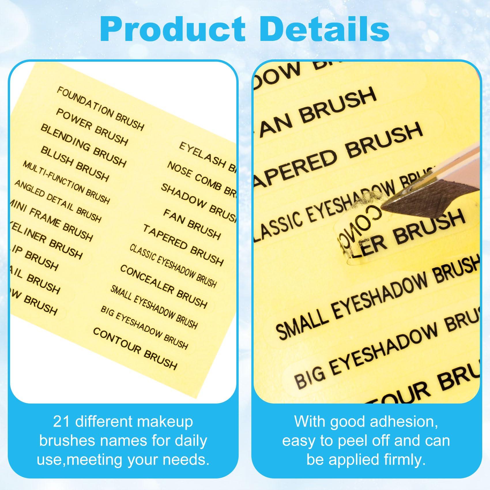 HINZIC HINZIC 420 PCS Makeup Brush Label Stickers, 10 Sheets Self-Adhesive Waterproof Brush Name Labels, Foundation Brushes Beauty Organization Labels for Beauty Salon Personal Use Women Girls
