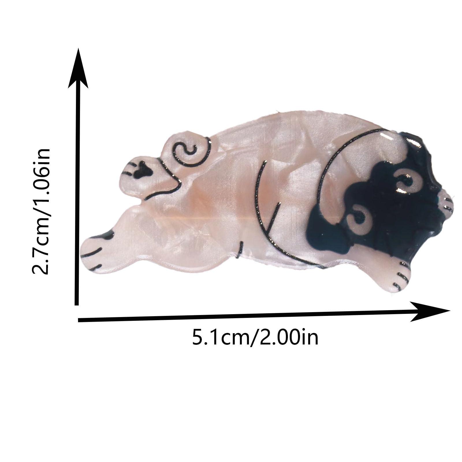 Achstrify Small Pug Hair Clips,Dog Shape Bangs Alligator Clips,Animal Shape Hairpins,Acetate Hair Duckbill Clips,Small Hair Barrettes for Girl,Pack of 2 (s10)