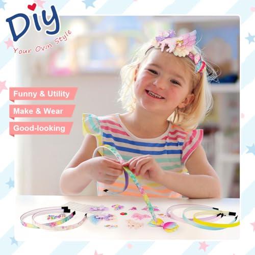 AUAUY AUAUY Girly Headbands Making Kit for Girls, Fashion DIY Band Hair Accessories for Girls Age 5+, Creative Unicorn Headband Making Kits Toys for Kids Girls Age 5-12 Birthday Gifts & Presents