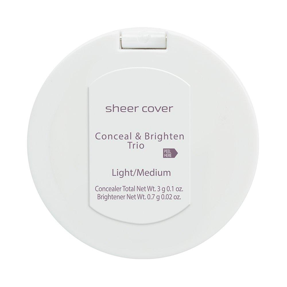 Sheer Cover Sheer Cover Studio Conceal and Brighten Highlight Trio Two-Toned Concealers Shimmering Highlighter Light/Medium Shade With FREE Concealer Brush 3 Grams