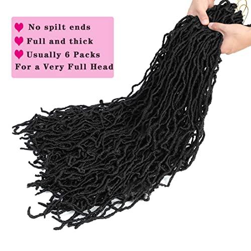 Nescorner Soft New Faux Locs Super Long Goddess Crochet Hair Pre Looped Natural Braid Curly Wave Braiding Hair36inch #1b 6packs)