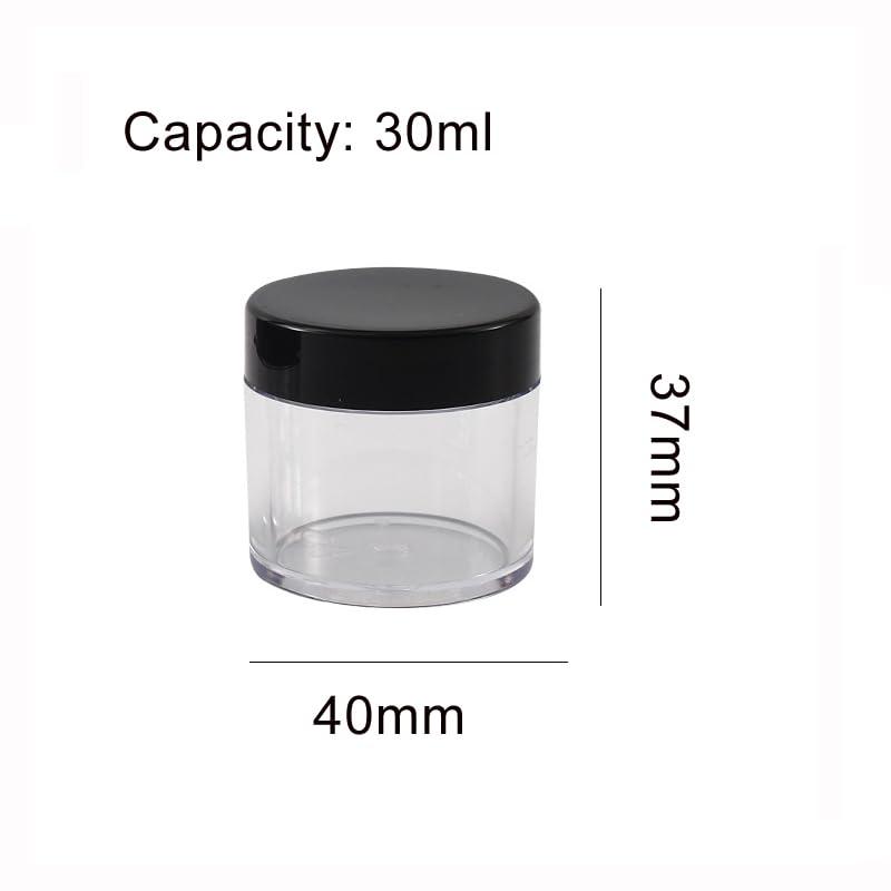 UPSTORE 12Pcs 30ml/1oz Plastic Jars Round Clear Cosmetic Container Jars Empty Makeup Cosmetic Sample Containers Pots Bottles with Black Screw Lids for Creams Lotion Ointments Travel Make Up Samples Storage