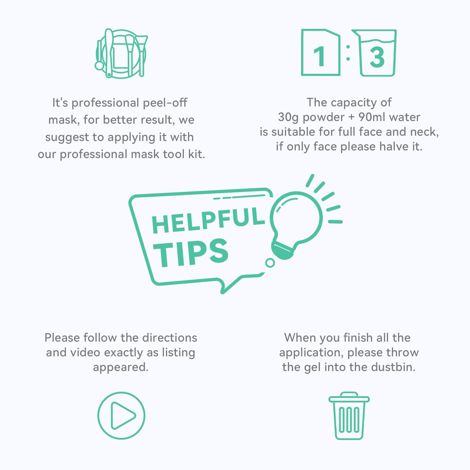 Fasplendor Fasplendor Tea Tree Peel-Off Jelly Face Mask Powder, Professional Spa-Quality Alginate Facial Mask for Deep Cleansing, Blackhead & Acne Removal, 8 Sachet, Made in France