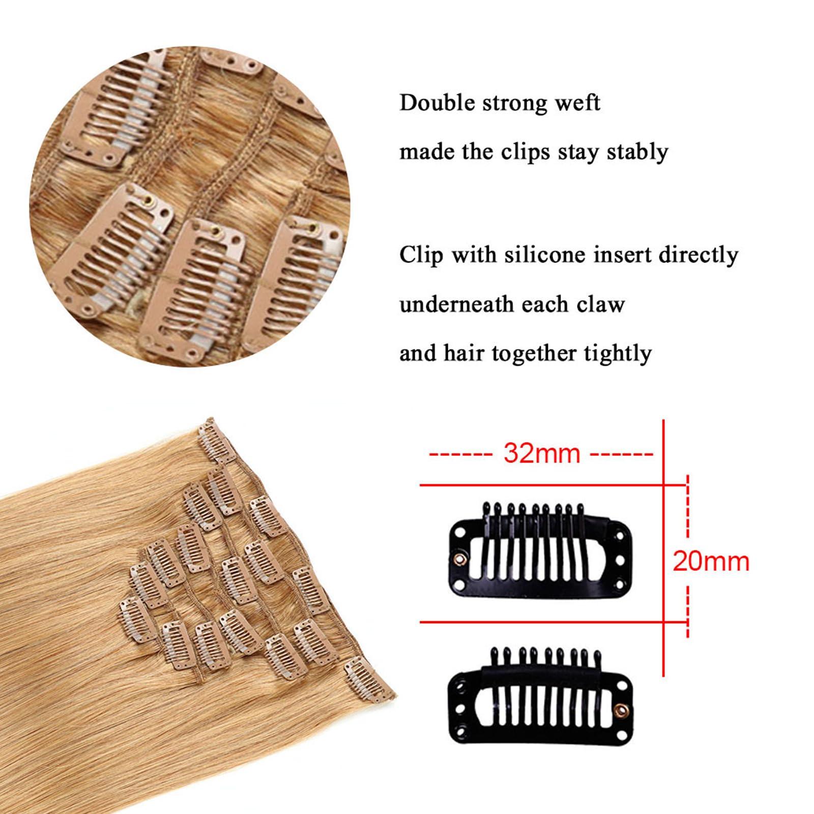 RIBONI Clip in Hair Extensions Real Human Hair Clip in Remy Human Hair Extensions Copper Invisible Natural Straight Seamless Clip in Hair Extensions 7pcs 18inch 70g