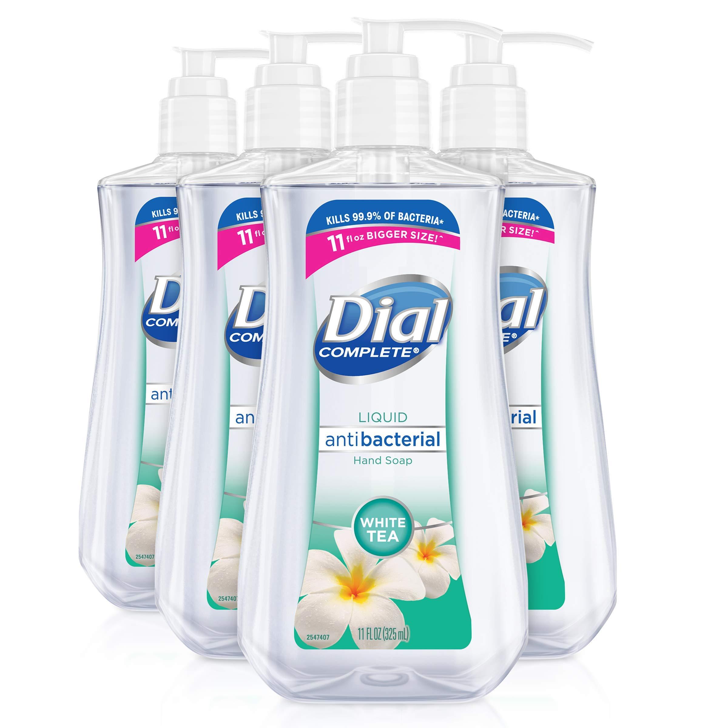 Dial Dial Antibacterial Liquid Hand Soap, White Tea, 11 fl oz (Pack of 4) & Antibacterial Liquid Hand Soap, Gold, 11 fl oz (Pack of 4)