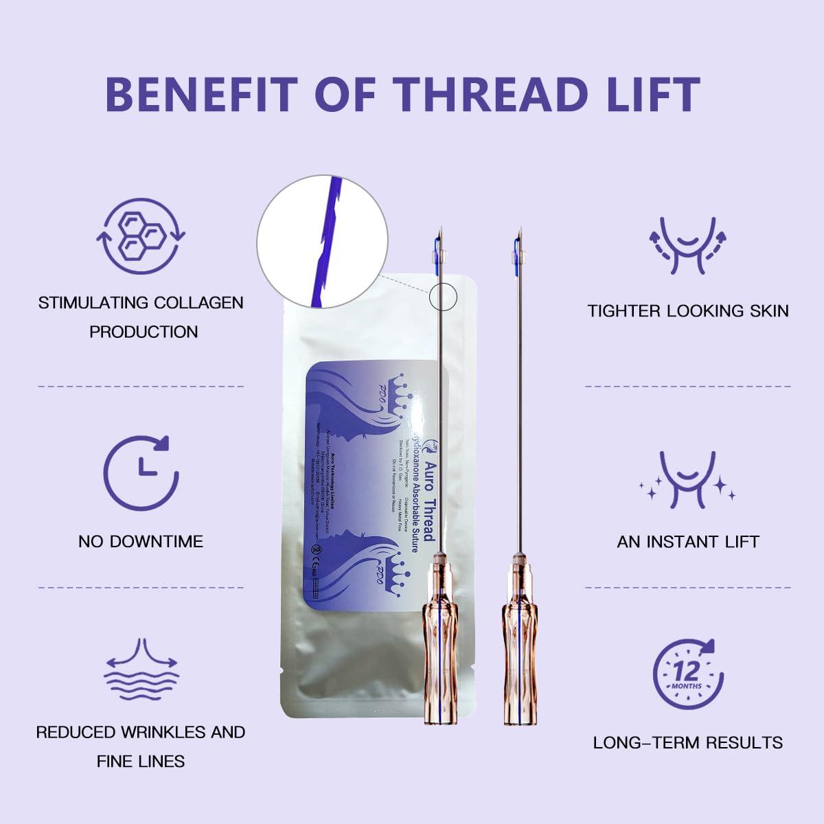 Aoru thored Pdo Cog Thread For Face Lift/Whole Body Lifts Molding Cog Thread/Pdo Cog Thread 100mm Sharp(Molding sharp 19G 100MM) (20pieces)