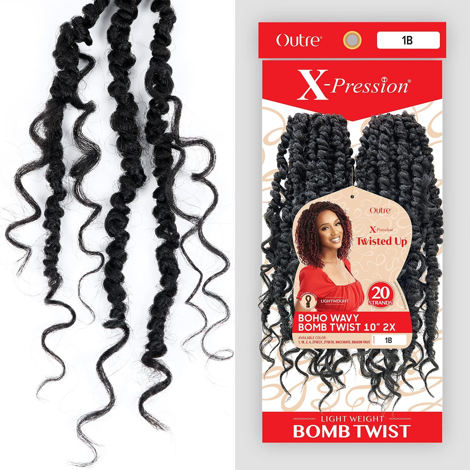 XPRESSION XPRESSION Outre Crochet Braids X-Pression Twisted Up 2X Boho Wavy Bomb Twist 10inch (5-pack, DRAFRU)