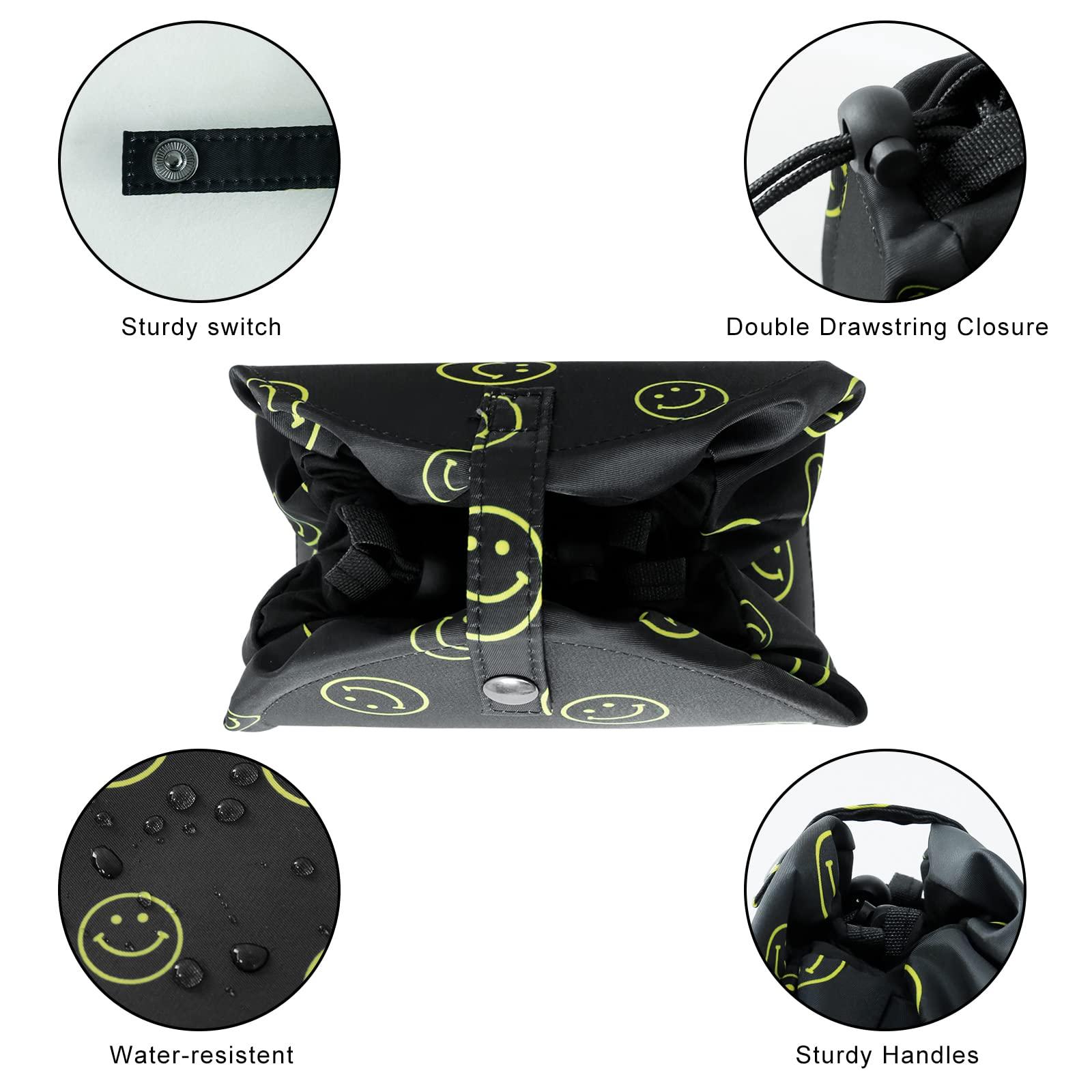 MESTOOTH MESTOOTH Drawstring Makeup Bag Open Lay Flat,Large Capacity Cosmetic Bag For Women Purse With Compartments,Travel Toiletry Bag Accessories Organize (Green) (black)