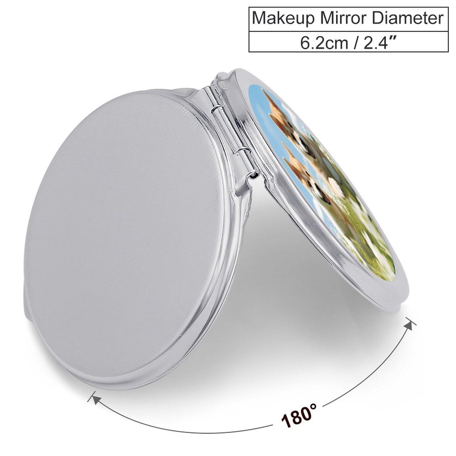 Nudquio Shiba Inu Dog Makeup Mirror Mini Folding Mirror Portable Travel Pocket Mirror Round Compact Mirror