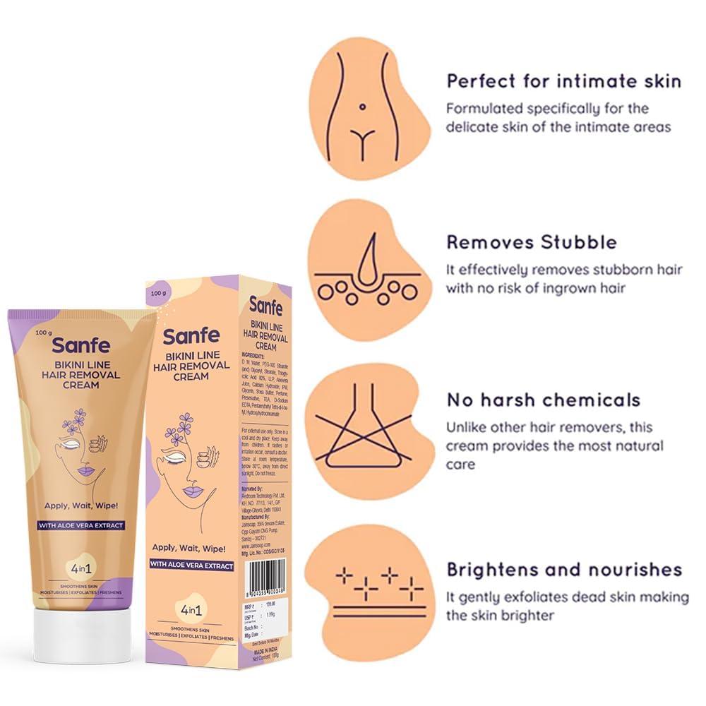 Generic Generic S-anf\'e Hair Removal Gel- 100ml with Aloe Vera & Coconut Extracts (Hair removal Cream 100 gm), Brown