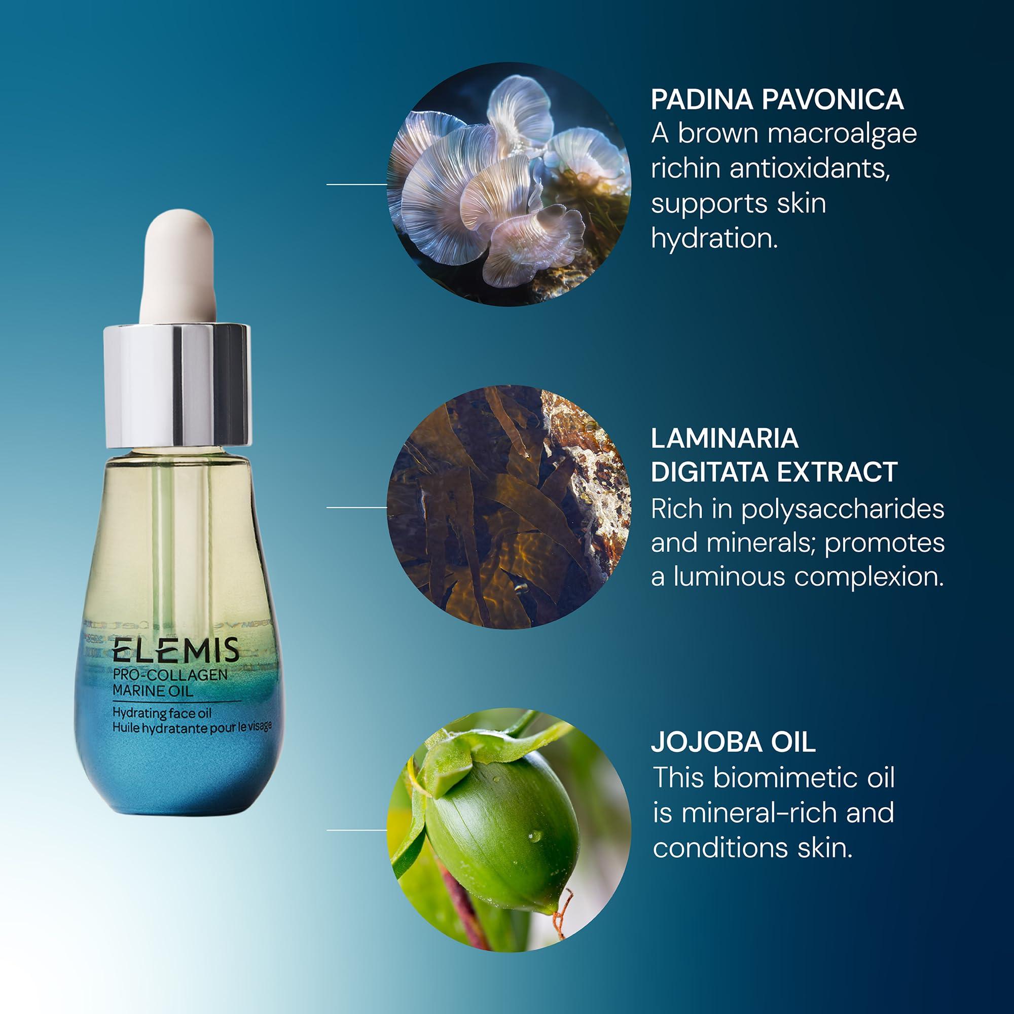 ELEMIS ELEMIS Pro-Collagen Marine Oil, 15ml Ultra-Lightweight Anti-Wrinkle Daily Face Oil Moisturizer, Deeply Moisturize, Nourish & Hydrate for Youthful Look, Fine Lines and Wrinkles Treatment