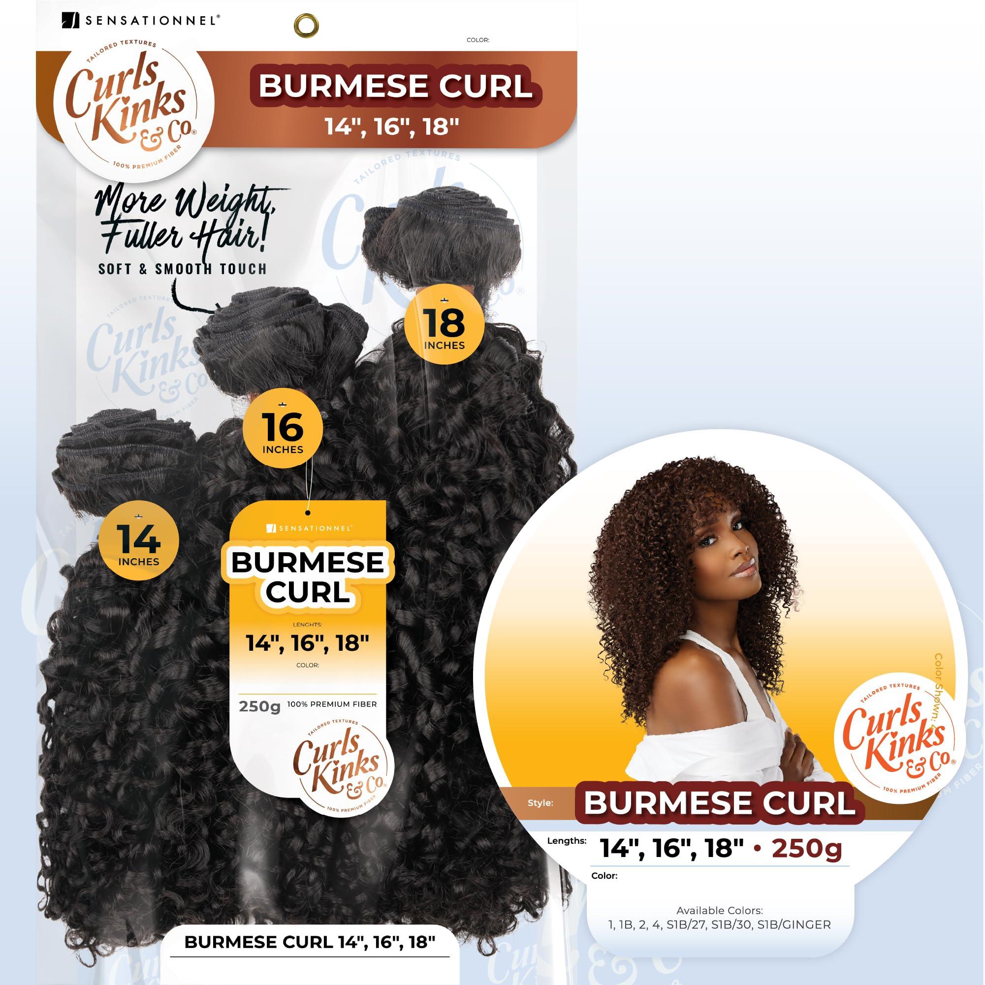 Sensationnel Sensationnel Curls kinksandco synthetic bundles - burmese curl multibundle quick weave hair for natural 3c to 4c hair textures (14 16 18 inch, S1B/GINGER)