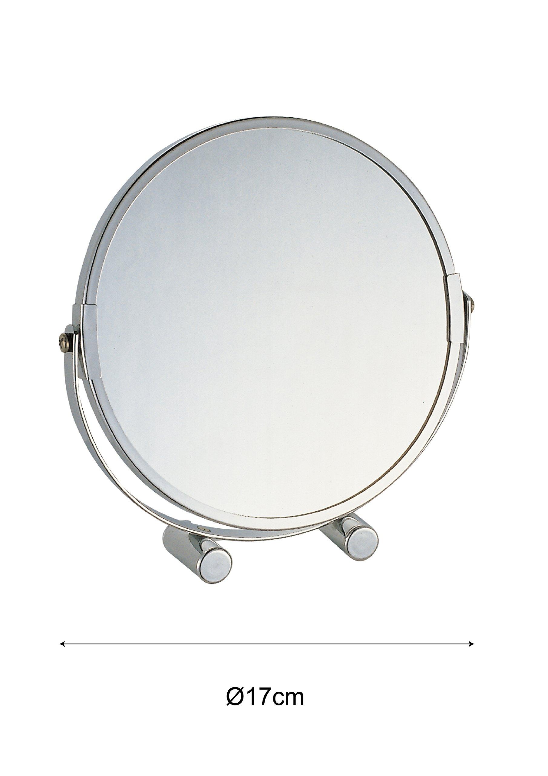 Axentia Axentia Magnifying Standing Mirror - Chrome-Plated Round Cosmetic Mirror with 3X Magnification - Approx. 17 cm Diameter - Shaving Mirror for Bathroom