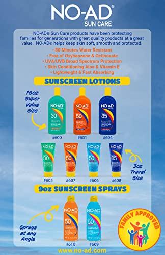 NO-AD NO-AD SPF 30 Sunscreen Lotion | Broad Spectrum UVA/UVB Protection | Water Resistant | Octinoxate & Oxybenzone Free with moisturizing Vitamin E and Aloe 16oz | Pack of 2